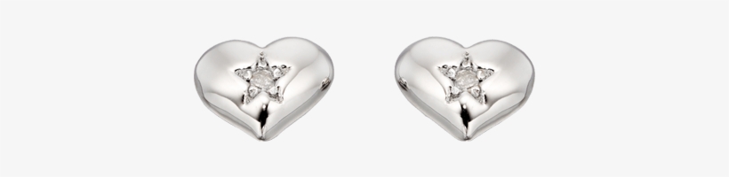 Silver Heart Earrings With Diamonds - Earrings, transparent png download