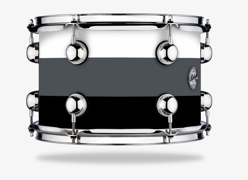 White Grey Black Stripe Solid Satin Chrome Hw - Snare Drum, transparent png download