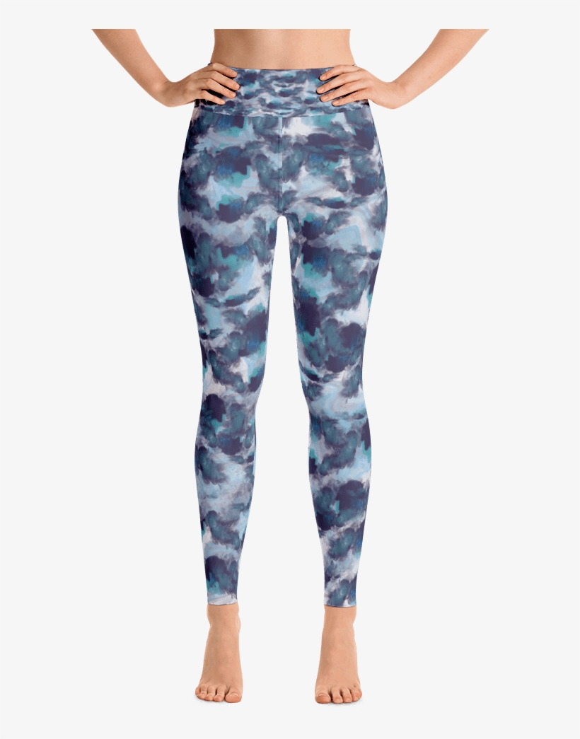 Watercolor Blues High Waist Leggings Front View - Baltimore Raben Yoga Leggings - Frauen Nfl Fan Gear, transparent png download