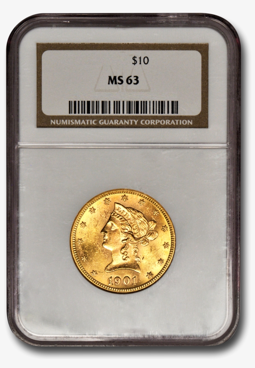 Picture Of $10 Liberty Gold Coins Ms 63 - Numismatic Guaranty Corporation, transparent png download