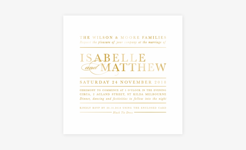 Everlasting Foil Invitation, Gold Foil On White Card - Foil, transparent png download