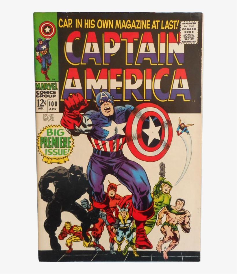 Captain America 100 Vintage Silver Age Classic Marvel - Captain America Avengers First Appearance, transparent png download