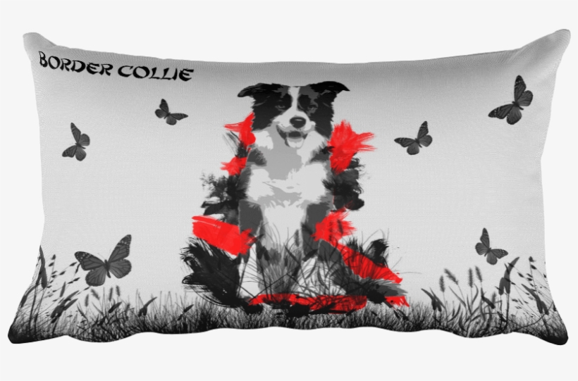 Border Collie Chinese Painting / Silver - Cushion, transparent png download