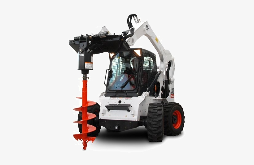 Bobcat-auger - Bobcat With Auger Attachment, transparent png download