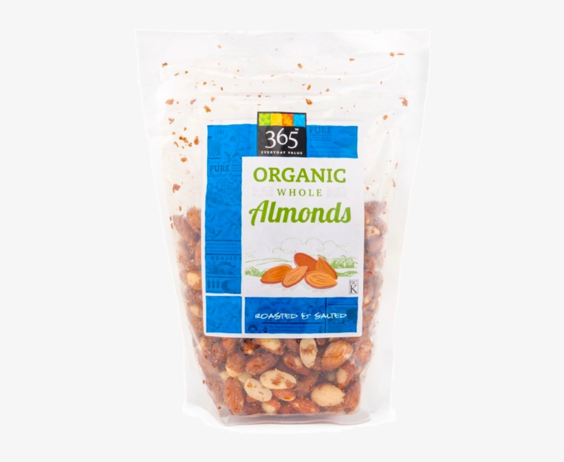 365 Organic Roasted & Salted Whole Almonds - Organic Almonds Whole Foods 365, transparent png download
