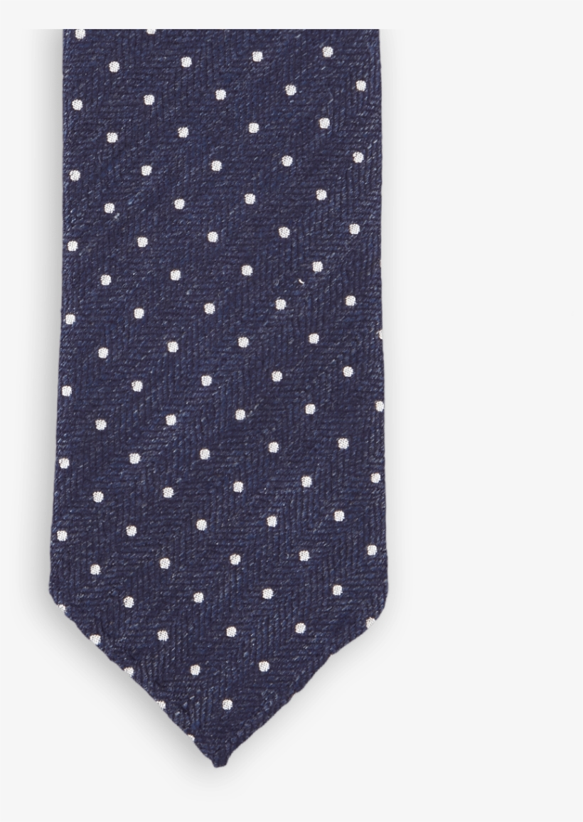 Drakes Blue Dotted Silk Linen Handrolled Tie Front - Polka Dot, transparent png download
