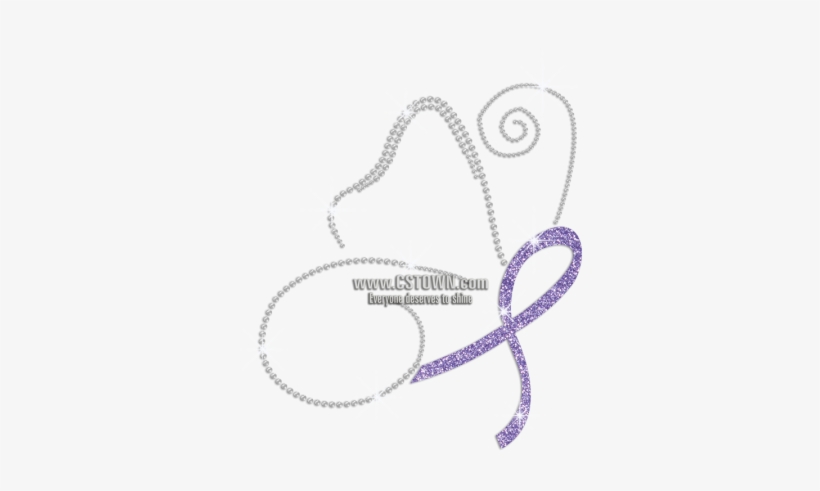 Glittering Purple Ribbon Butterfly Iron On Rhinestone - Pendant, transparent png download