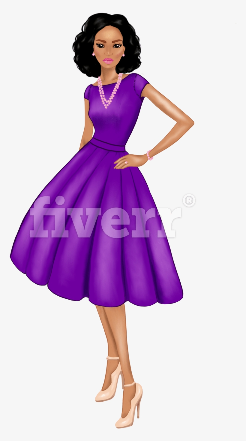 Draw A Fashion Illustration In Watercolor Or Other - Cocktail Dress, transparent png download