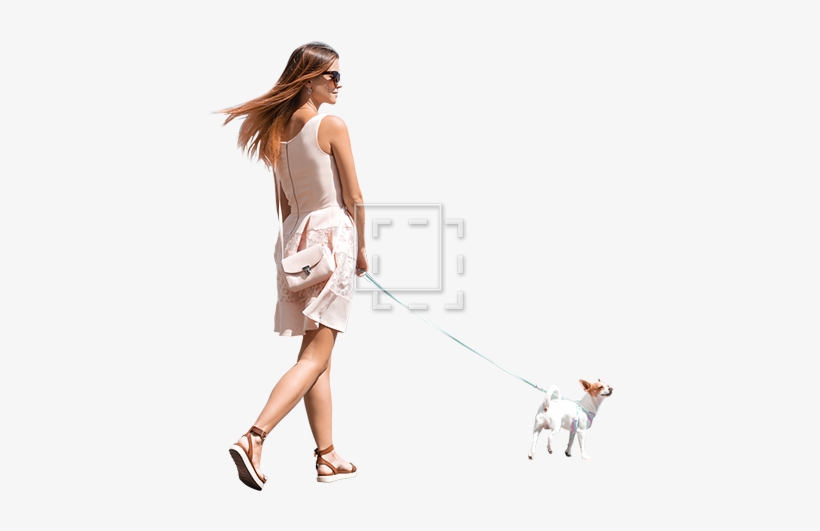 Female Model With Model Dog - Dog Walking, transparent png download