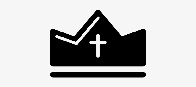 Religious Crown Silhouette With Cross Symbol Vector - Cross And Crown, transparent png download