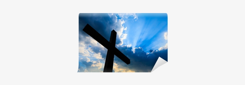 Cross Silhouette And The Holy Blue Sky Wall Mural • - Cross On A Mountaintop, transparent png download