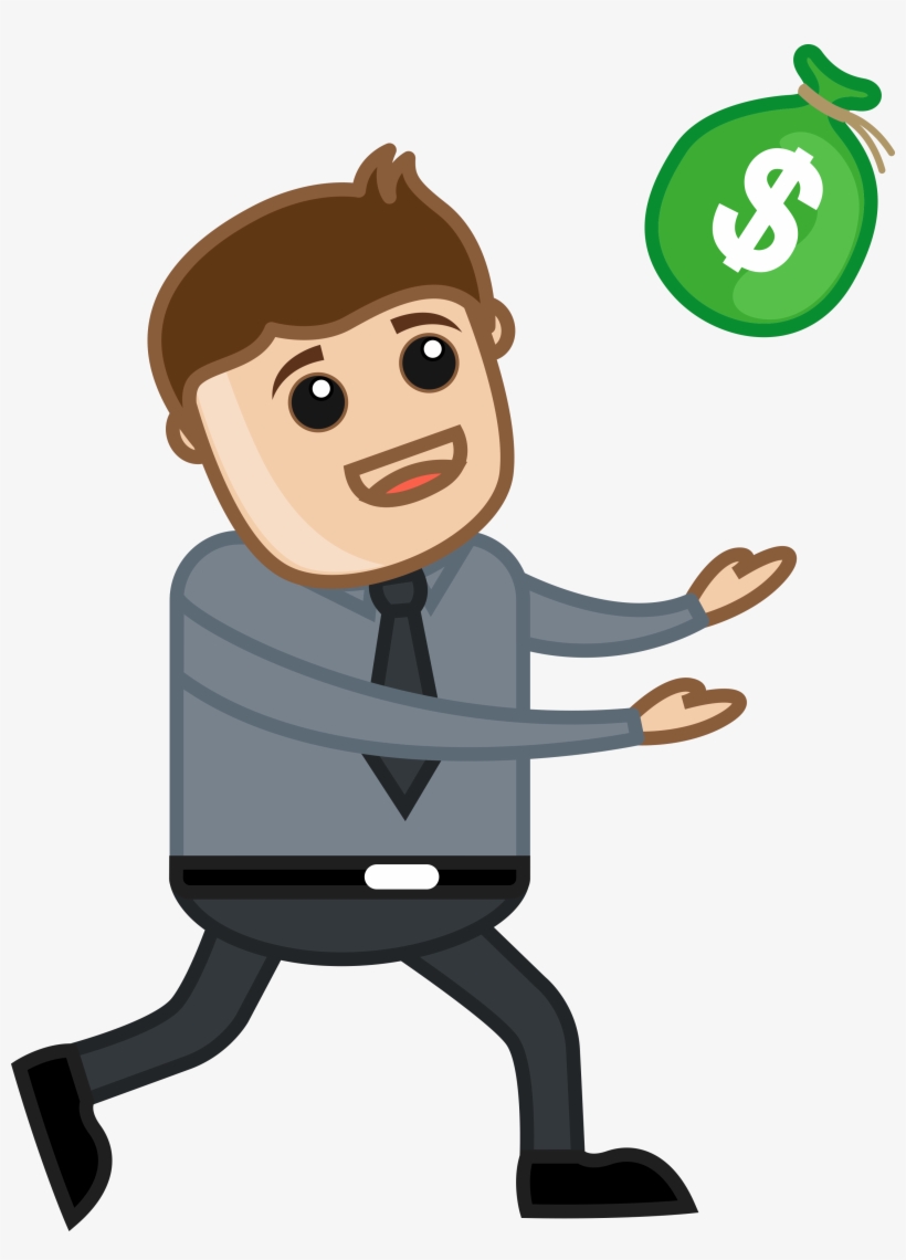 Man Running For Money Vector Illustration Fkz9acpd - Cartoon Man Holding Balloon, transparent png download