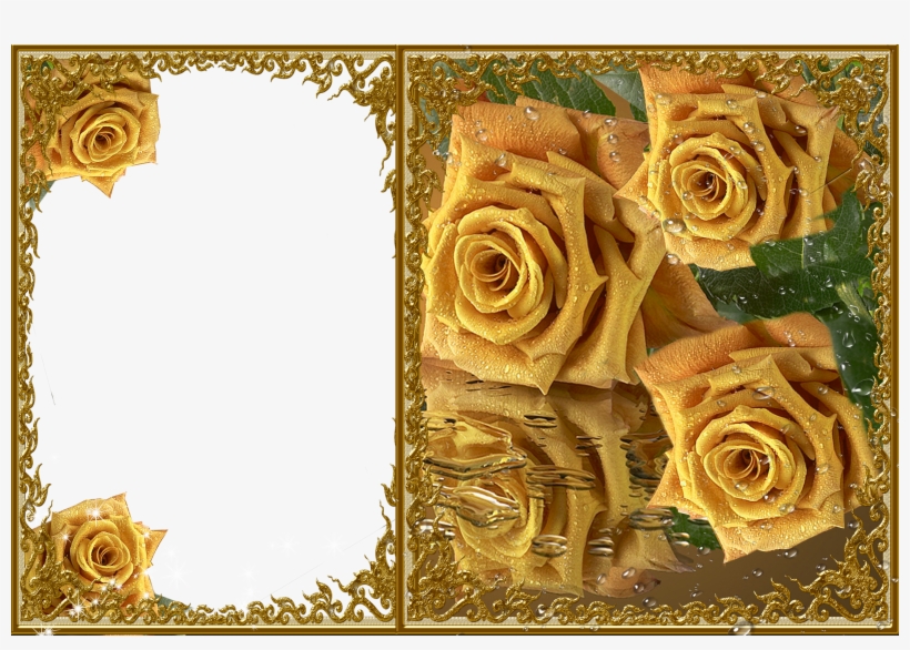 Yellow Rose Clipart Gold Frame Yellow Roses Frames Images Png PNG