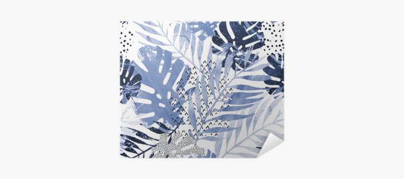 Trendy Tropical Leaves Filled With Watercolor Grunge - Illustration, transparent png download