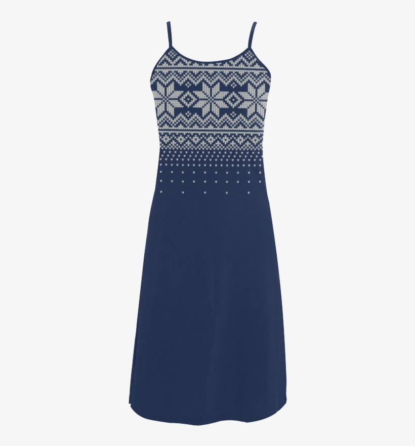 Scandinavian Christmas Knit Sweater Pattern Blue Alcestis - Day Dress, transparent png download