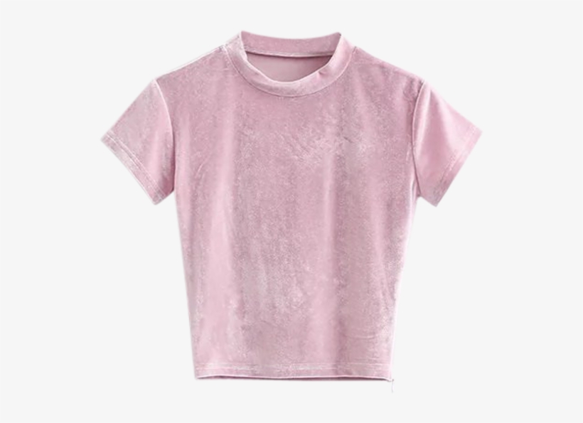 Velvet Crew Neck Cropped T-shirt - Active Shirt, transparent png download