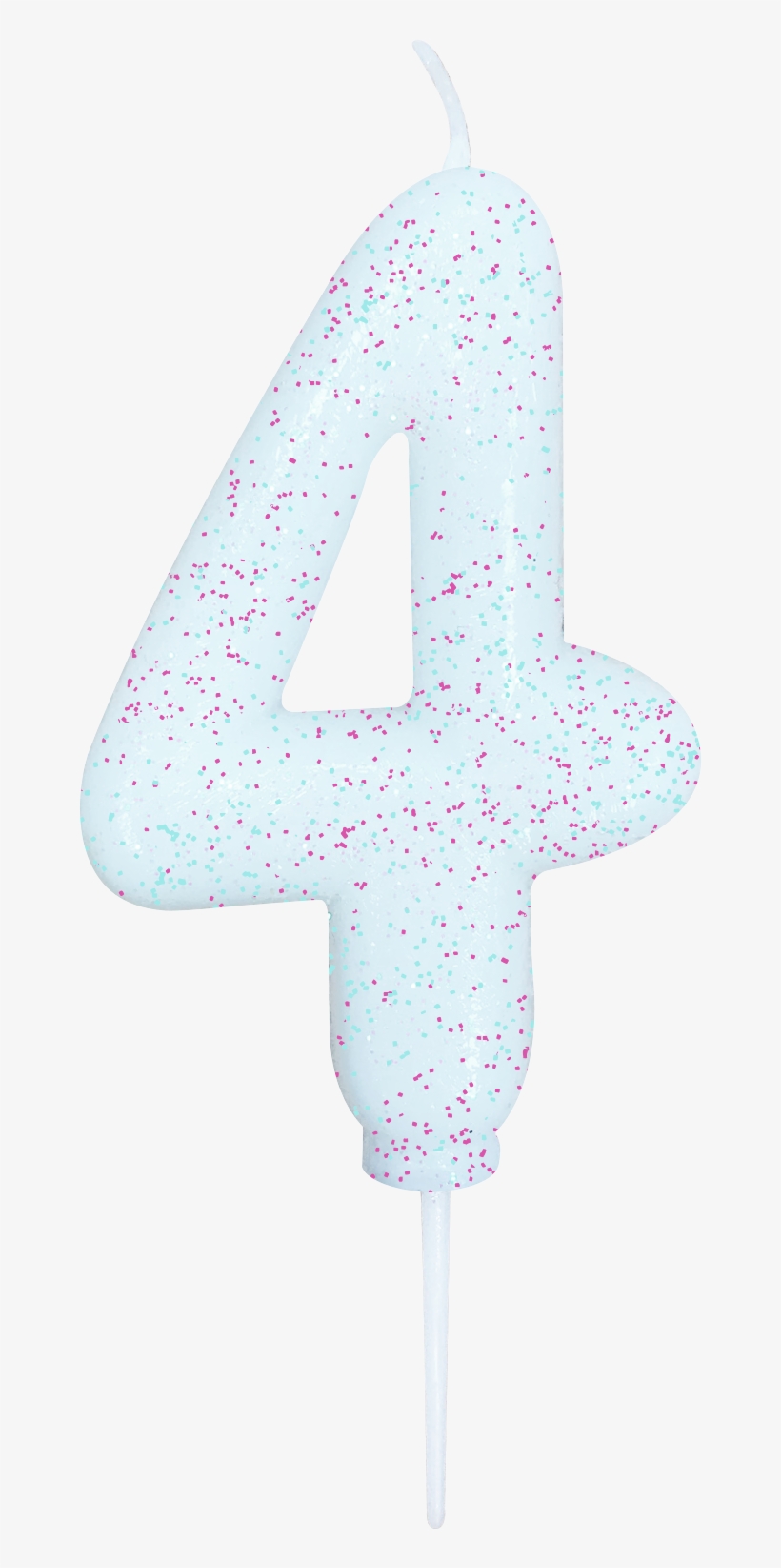 Age 4 Glitter Numeral Moulded Pick Candle White Iridescent, transparent png download