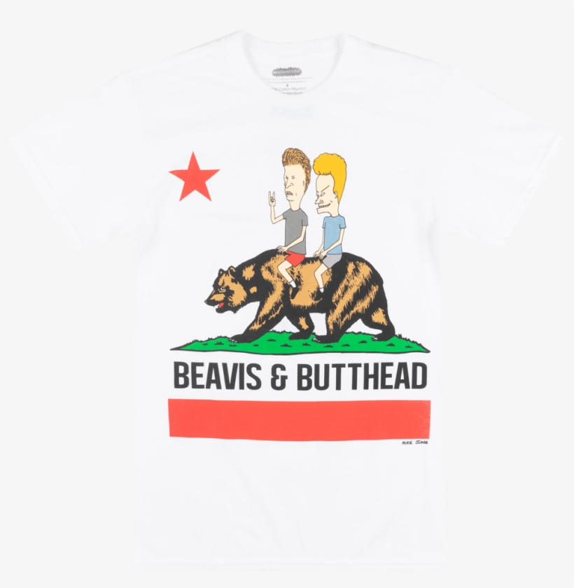 Beavis And Butthead California T-shirt White Mens Retro - California Republic Flag, transparent png download