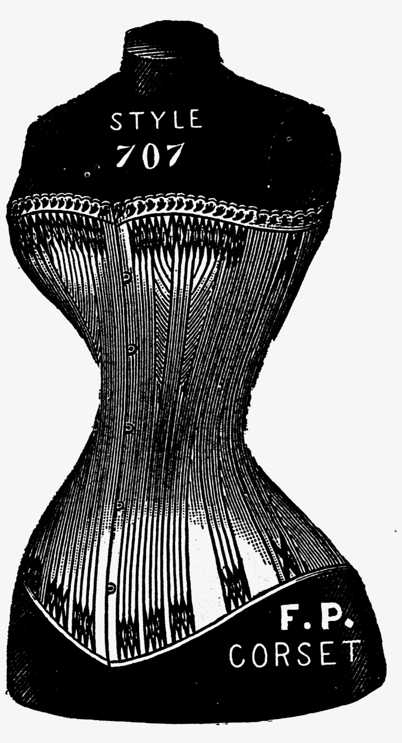 0526 Corset Black Manequin Victorian Era Free Vintage - Mannequin, transparent png download