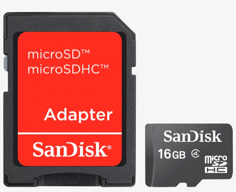 Cartão De Memória 16 Gb Microsd Com Adaptador Sandisk - Sandisk Sdsdqm 016g B35a, transparent png download