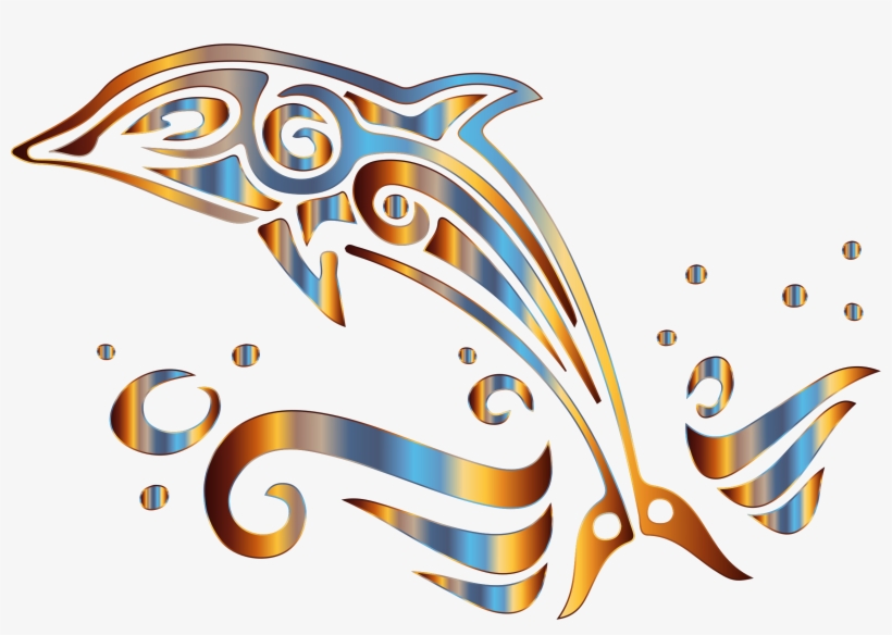 Chromatic Tribal Dolphin No Big Image Png Ⓒ - Clipart Sea Creatures Transparent, transparent png download