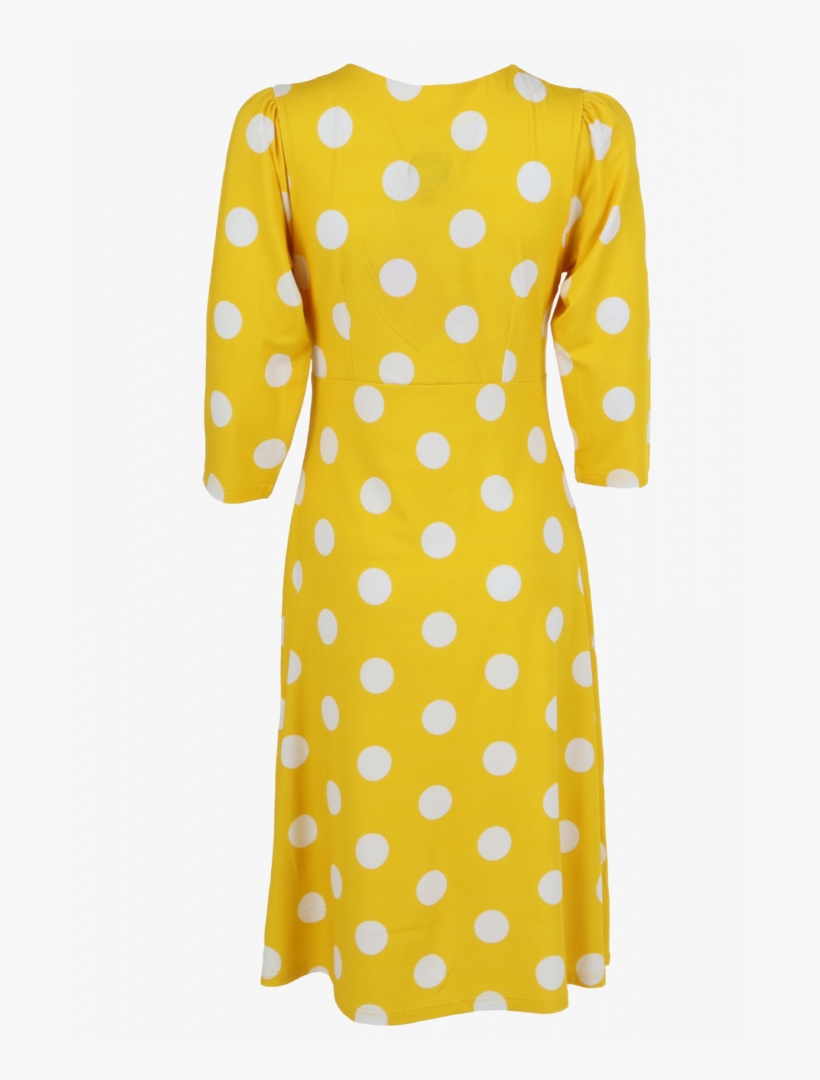 Yellow And White Polkadot Dress - Polka Dot, transparent png download