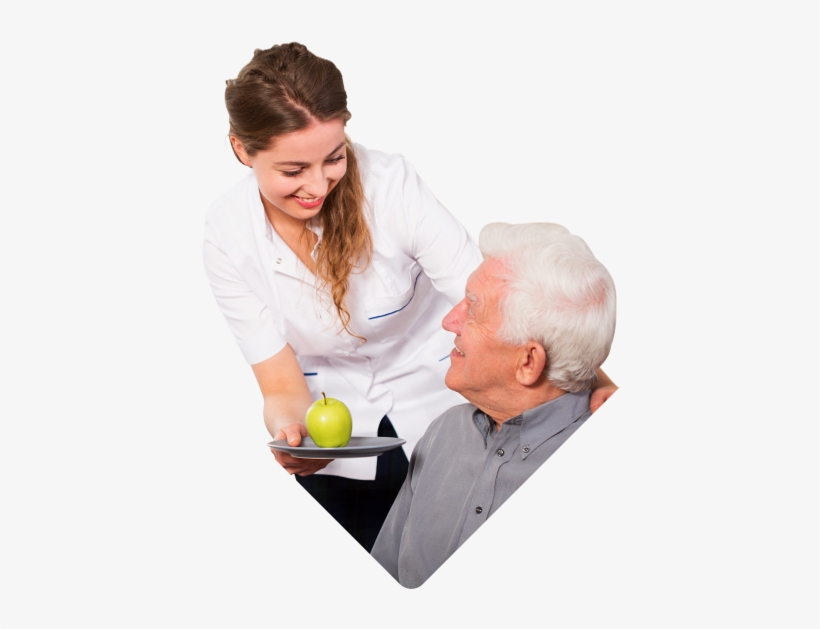 Caregiver Serving An Apple To An Elderly Man - Importance Of Health Services, transparent png download