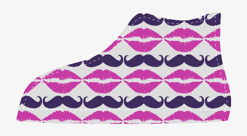 Hot Pink Hipster Mustache And Lips Women's High Top - Red Lips, transparent png download