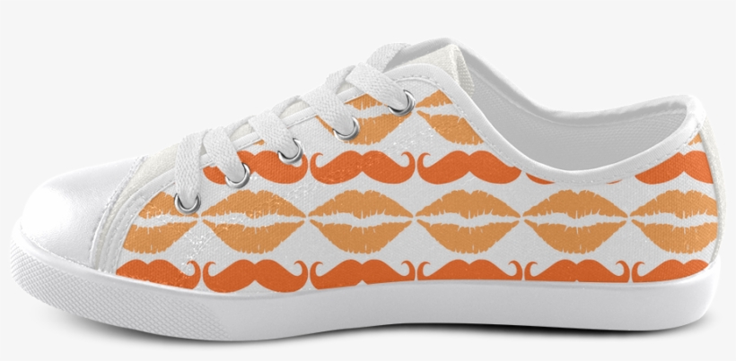 Orange Hipster Mustache And Lips Canvas Kid's Shoes - Sealed With A Kiss, transparent png download