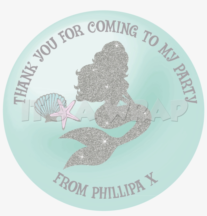 Mermaid Silver Pearl Green Sweet Cone Stickers - Label, transparent png download