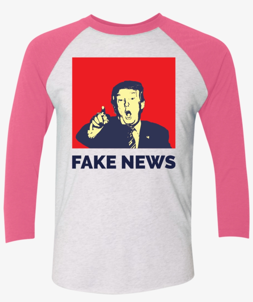 Donald Trump Fake News Baseball Shirt - Long-sleeved T-shirt, transparent png download