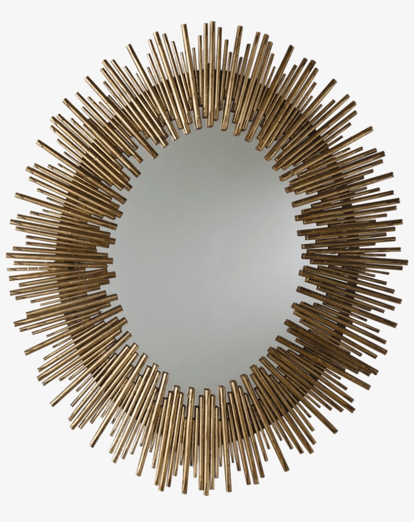 Prescott Sunburst Gold Leaf Oval Wall Mirror - Gold Oval Mirror Large, transparent png download