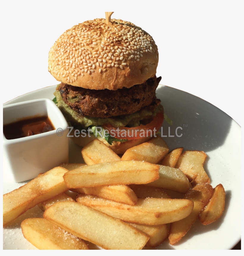 Vegan Bbq Burger - French Fries, transparent png download