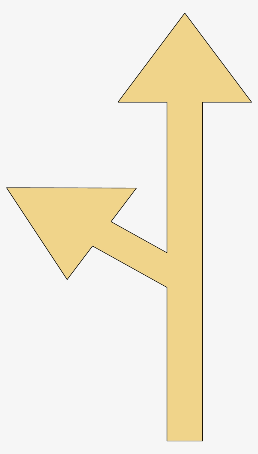Straight And Left Arrows - Sign, transparent png download