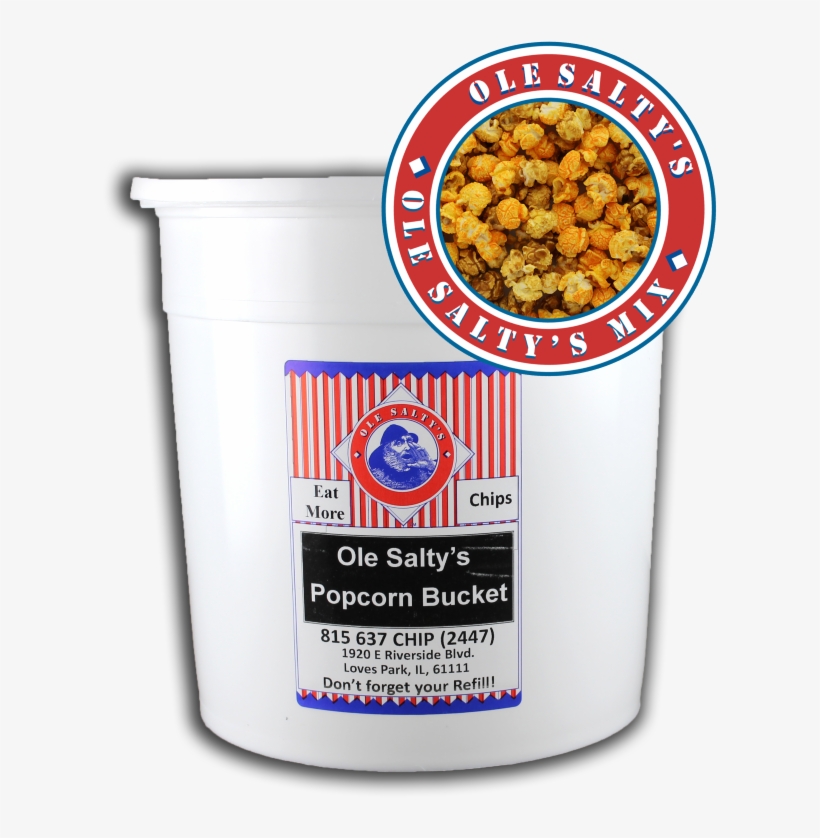 2 Gal Ole Saltys Ole Salty Mix Popcorn Bucket - Hooligans, transparent png download