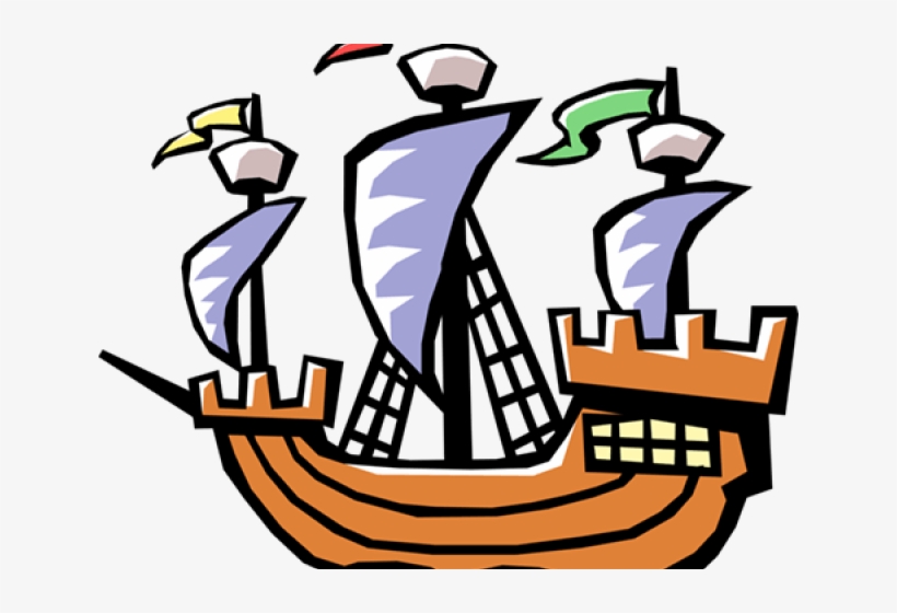 Ship Clipart Old Fashioned - Cartoon Christopher Columbus Ship, transparent png download