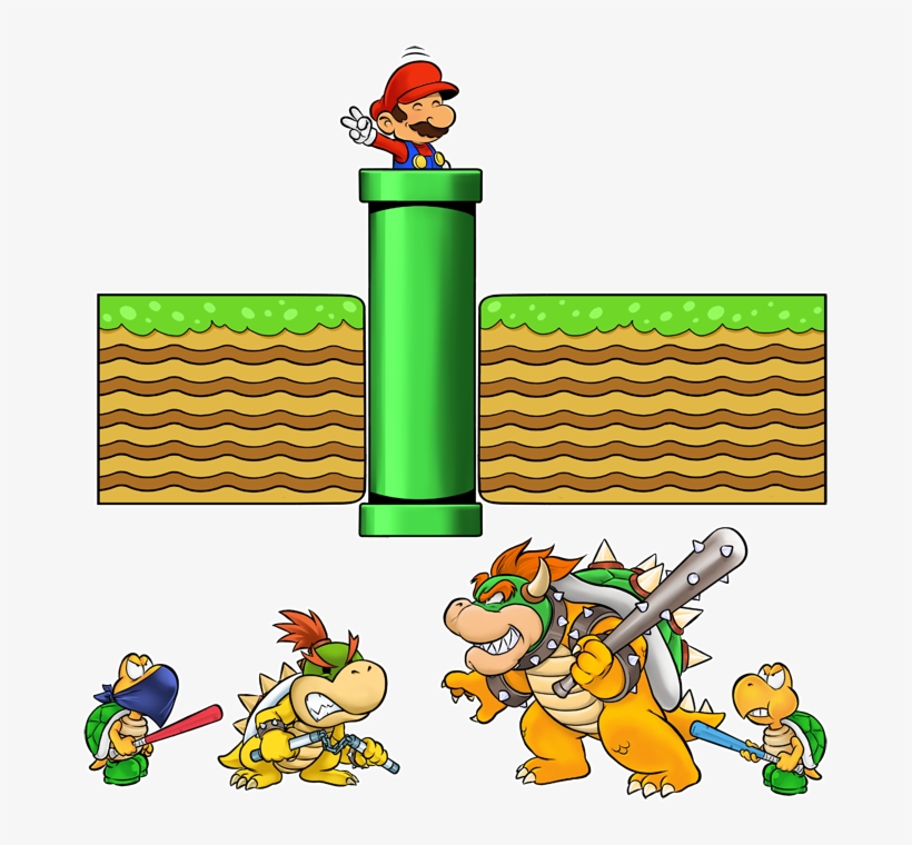 Mario, Bowser, Bowser Jr And Koopa Troopa Preview - Mario Tuyau, transparent png download