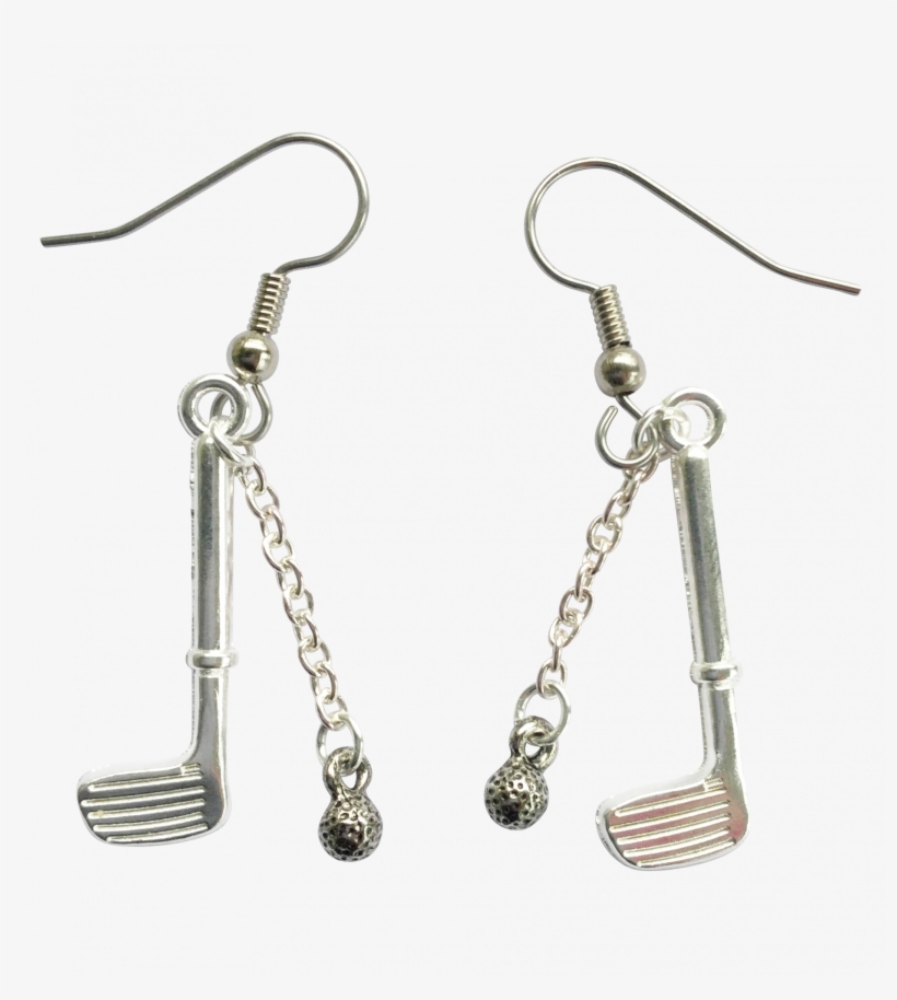 Pewter Golf Club & Golf Ball Earrings - Earrings, transparent png download