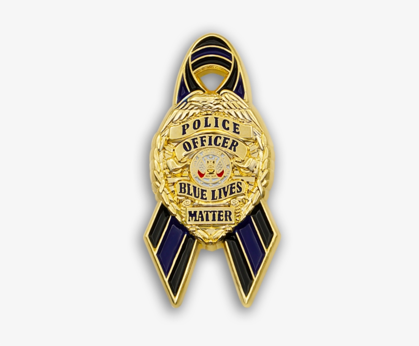 Custom Police "blue Lives Matter" Ribbon Lapel Pin - Emblem, transparent png download