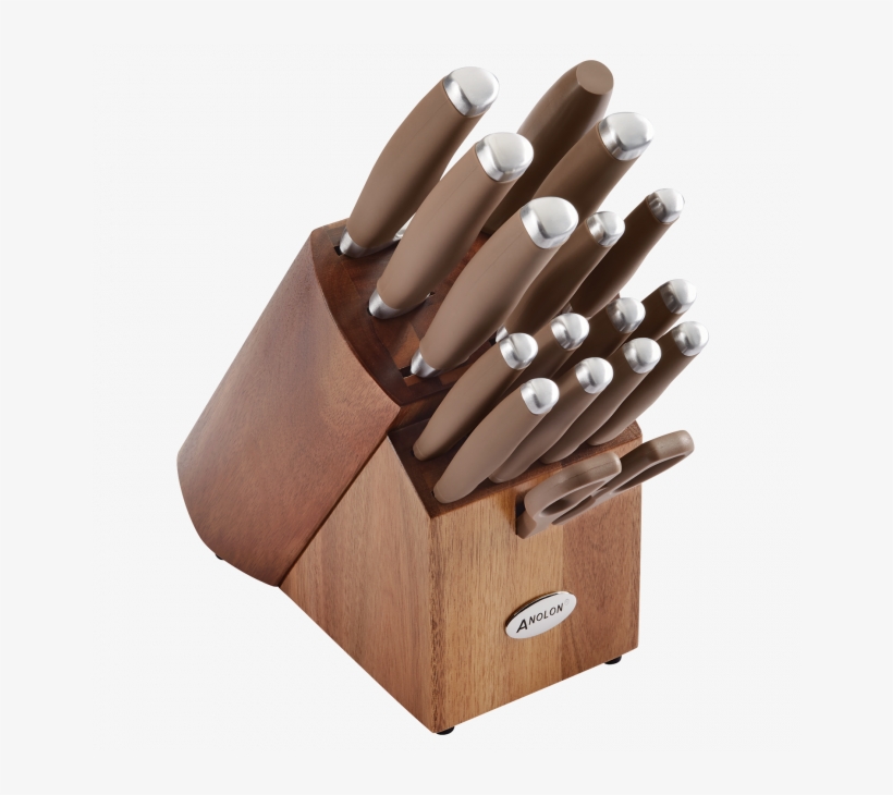 Anolon Suregrip 17 Piece Bronze Anolon Knife Set PNG Image