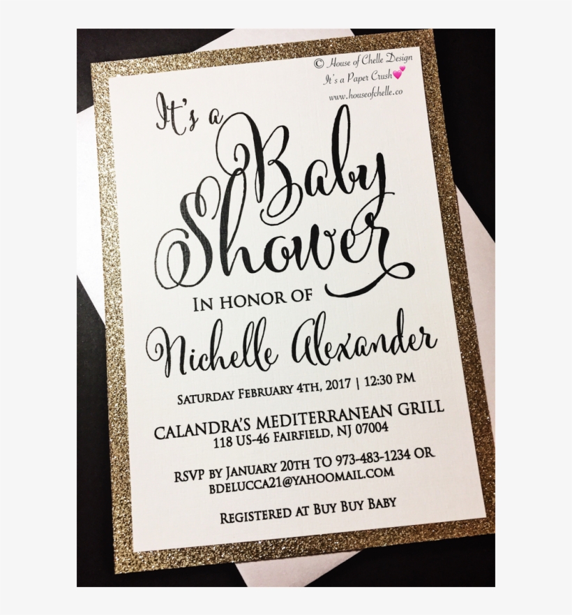 Gold Glitter Baby Shower Invitations - Calligraphy, transparent png download