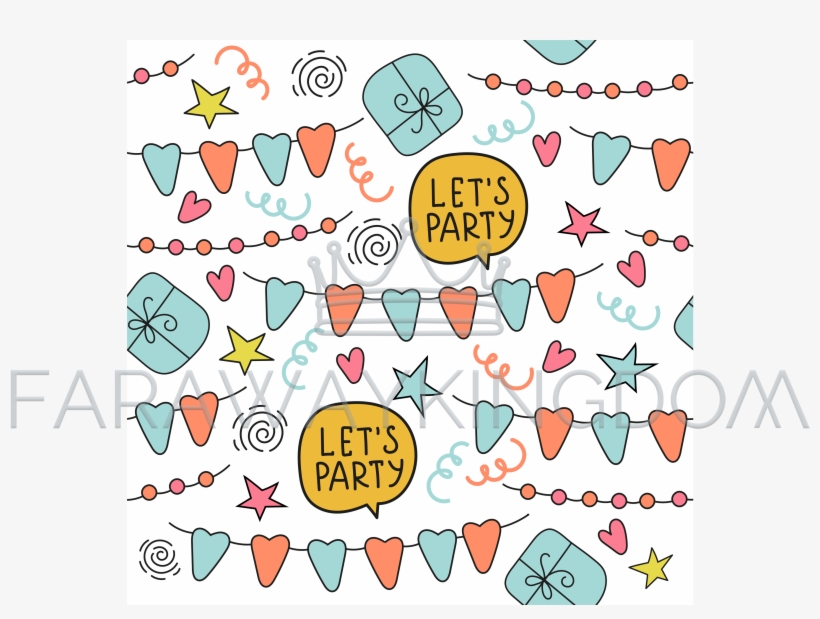Flags Comic Party Cartoon Seamless Pattern Vector Illustration - Illustration, transparent png download