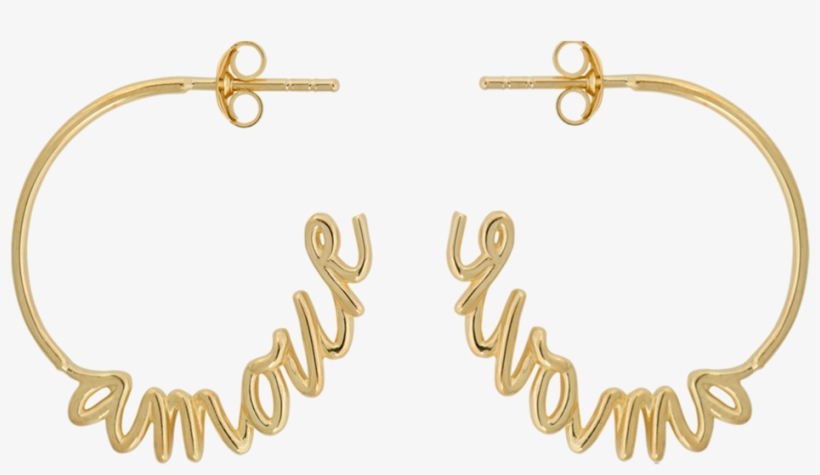 Amour Hoop Earring Silver Goldplated - Earrings, transparent png download