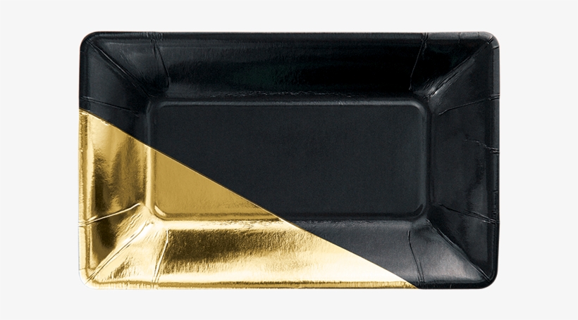 Plato Negro Con Dorado - Plate, transparent png download