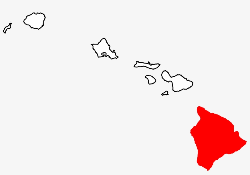 Map Of Hawaii Highlighting Hawaii County - Hawaii Map Png, transparent png download