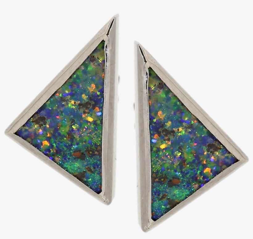 Black Opal Triangle Earrings - Earrings, transparent png download