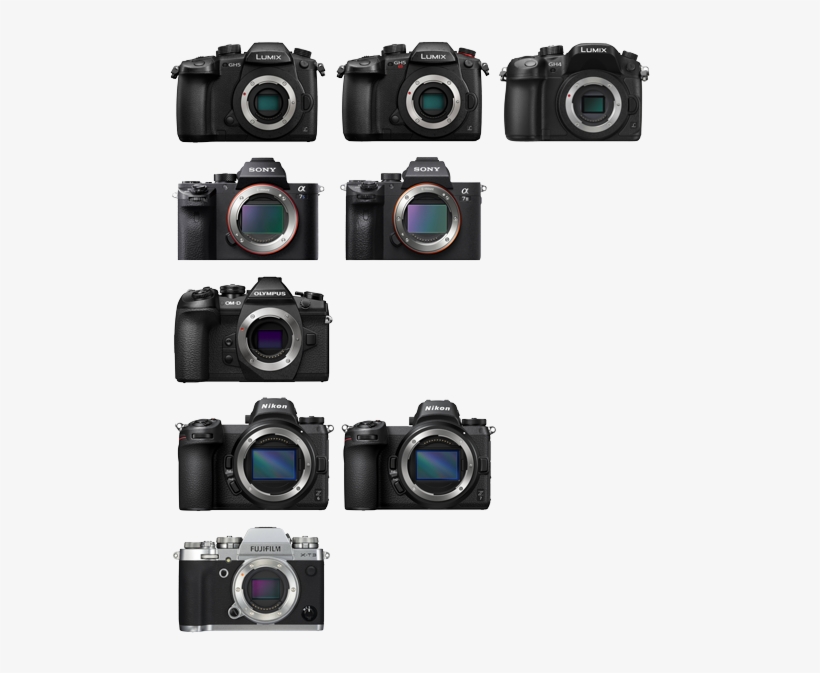 Cameras Lined Up - Mirrorless Interchangeable-lens Camera, transparent png download