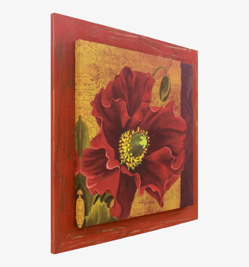 Quadro Decorativo Tela Com Moldura Rústica Vermelha - Corn Poppy, transparent png download