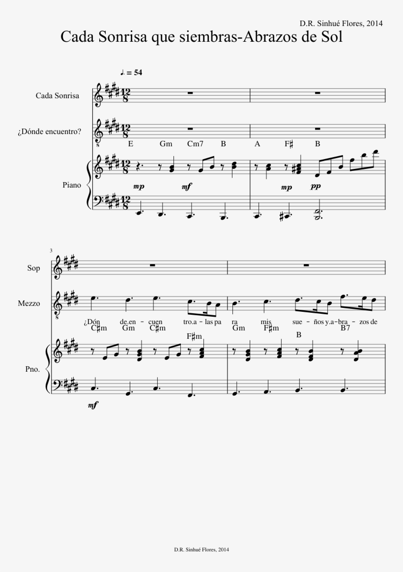Cada Sonrisa Que Siembras-abrazos De Sol Sheet Music - Sheet Music, transparent png download
