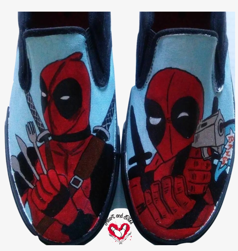 Deadpool Hand Painted Shoes - Spider-man, transparent png download
